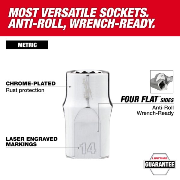 Milwaukee 48-22-9285 38 Drive 6 and 12 Point SAE and Metric Socket Set with PACKOUT Organizer 98-Piece (1) Milwaukee 48-22-9285 3/8" Drive 6 and 12 Point SAE and Metric Socket Set with PACKOUT Organizer 98-Piece