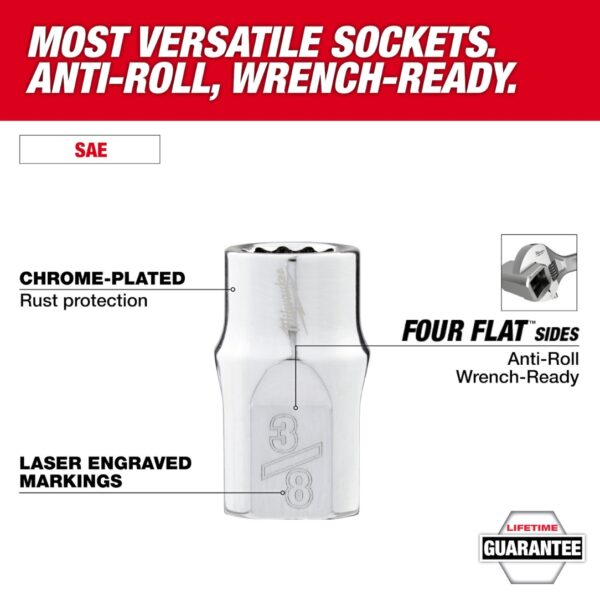 Milwaukee 48-22-9285 38 Drive 6 and 12 Point SAE and Metric Socket Set with PACKOUT Organizer 98-Piece (2) Milwaukee 48-22-9285 3/8" Drive 6 and 12 Point SAE and Metric Socket Set with PACKOUT Organizer 98-Piece