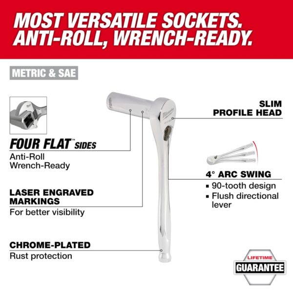 Milwaukee 48-22-9285 38 Drive 6 and 12 Point SAE and Metric Socket Set with PACKOUT Organizer 98-Piece (5) Milwaukee 48-22-9285 3/8" Drive 6 and 12 Point SAE and Metric Socket Set with PACKOUT Organizer 98-Piece