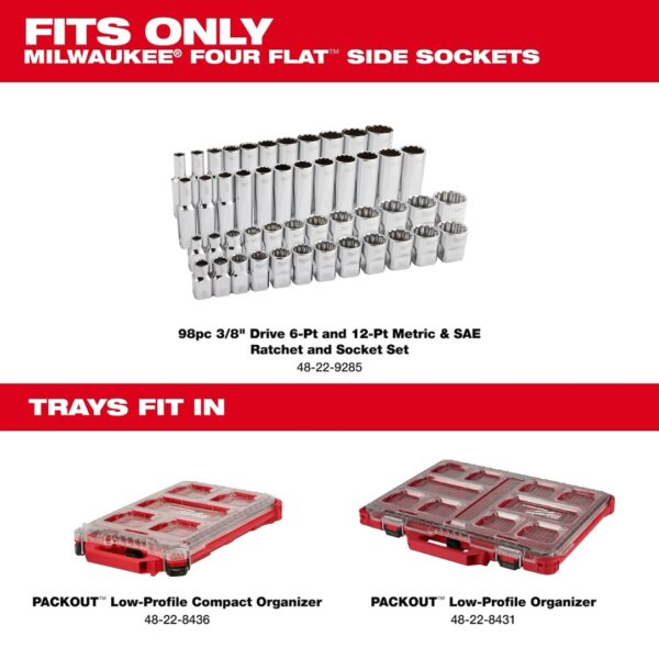 Milwaukee 48-22-9285T 3/8" Drive 6 Point and 12 Point SAE and Metric Ratchet and Socket Trays