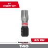 Milwaukee 48-32-4138 SHOCKWAVE Impact Duty T40 x 1 Insert Bits 25-Pack (1) Milwaukee 48-32-4138 SHOCKWAVE Impact Duty T40 x 1" Insert Bits 25-Pack