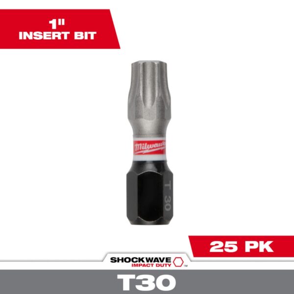 Milwaukee 48-32-4732 SHOCKWAVE Impact Duty T30 x 1" Insert Bits 25-Pack