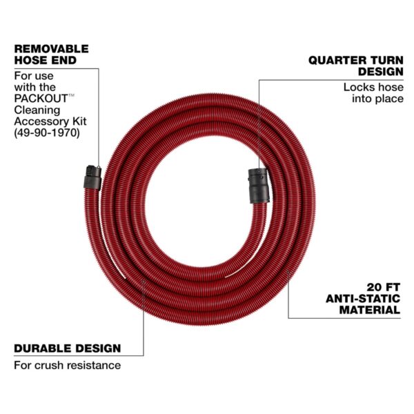 Milwaukee 49-90-1971 20ft Dust Extractor Hose