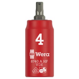 Wera 005901 VDE Insulated Inside Hex Zyklop Bit Socket with Holding Function, 1/4" Drive x 4mm