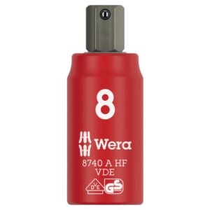 Wera 005904 8740 A VDE HF Zyklop Insulated Hex Bit Socket with Holding Function 1/4" Drive x 8mm