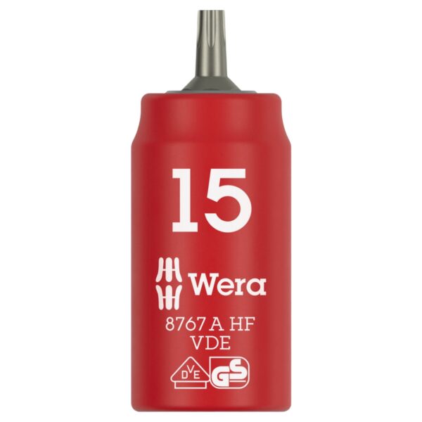 Wera 005921 8767 A VDE HF Zyklop Insulated Torx Bit Socket with Holding Function 14 Drive x T15 Wera 005921 8767 A VDE HF Zyklop Insulated Torx Bit Socket with Holding Function 1/4" Drive x T15