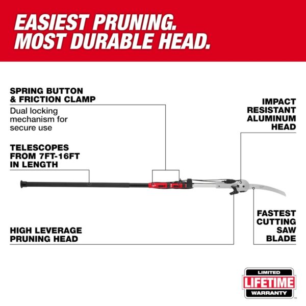 Milwaukee 48-22-9375 16ft Pole Saw and Pruner