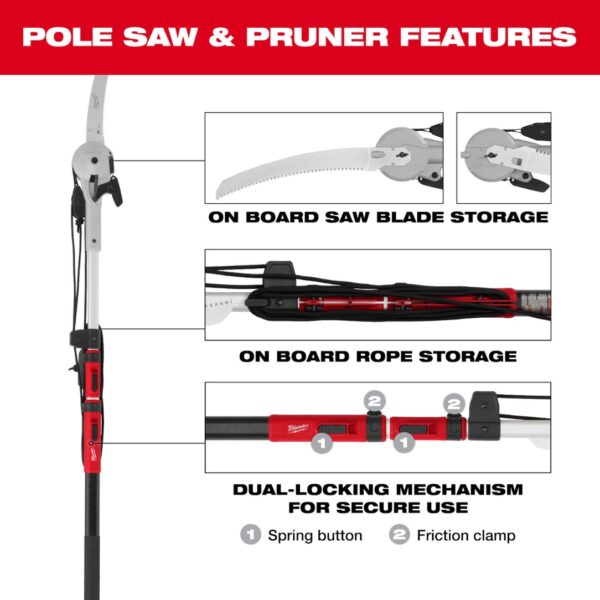 Milwaukee 48-22-9375 16ft Pole Saw and Pruner