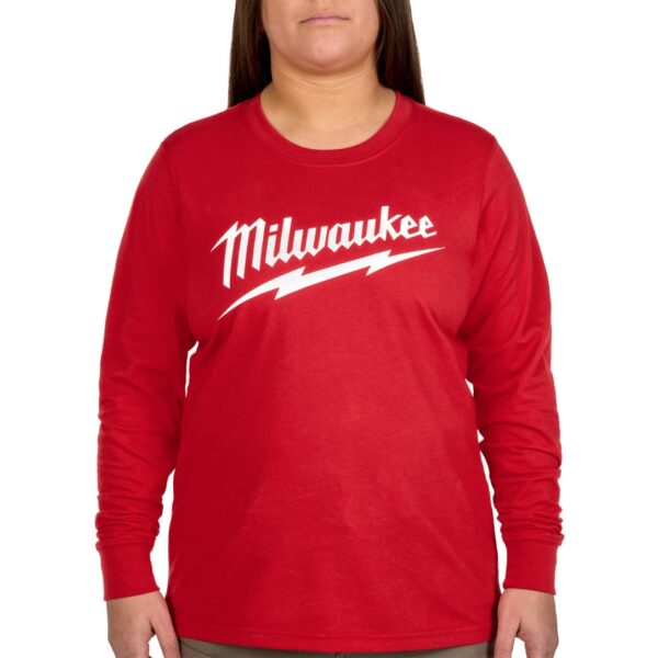 Milwaukee F553R Women's GRIDIRON Long Sleeve Logo T-Shirt - Red