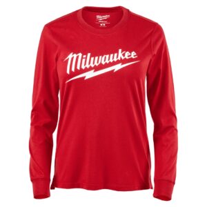 Milwaukee F553R Women's GRIDIRON Long Sleeve Logo T-Shirt - Red