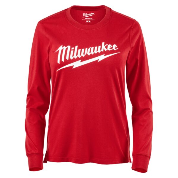 Milwaukee F553R Women's GRIDIRON Long Sleeve Logo T-Shirt - Red