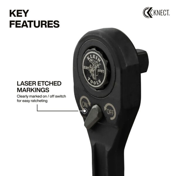 Klein 65301ADP KNECT Pass-Through Ratchet and 1/4" Drive Socket Adapter Set