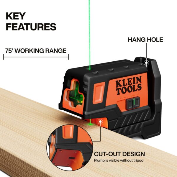 Klein 93MCLPG Compact Green Cross-Line Laser Level with Plumb Spot