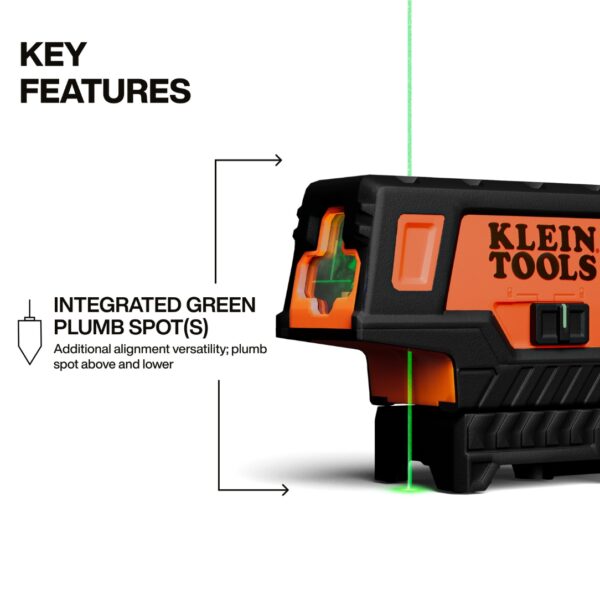 Klein 93MCLPG Compact Green Cross-Line Laser Level with Plumb Spot