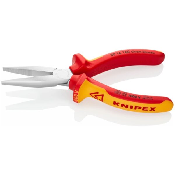 Knipex 3016160 6-1/4" 1000v Insulated Long Nose Pliers - Flat tips