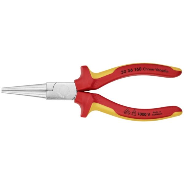Knipex 3036160 6-1/4" 1000V Insulated Long Nose Pliers - Round Tips