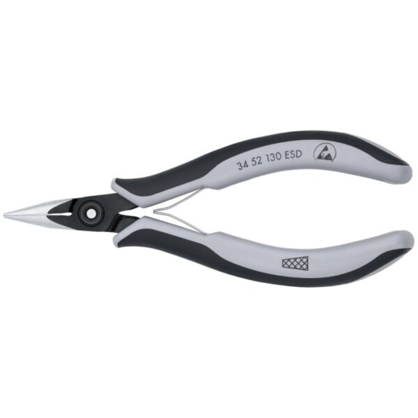 Knipex 3452130ESD 5-1/4" Cross-Hatched Electronics Pliers with ESD Handles - Half Round Tips