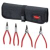 Knipex 9K001953US Snap Ring Set in Tool Roll - Straight 4-Piece