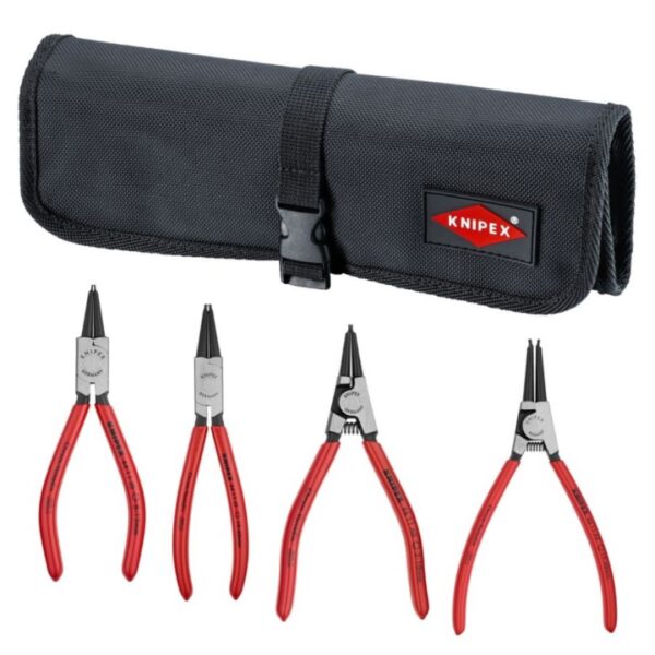 Knipex 9K001953US Snap Ring Set in Tool Roll - Straight 4-Piece