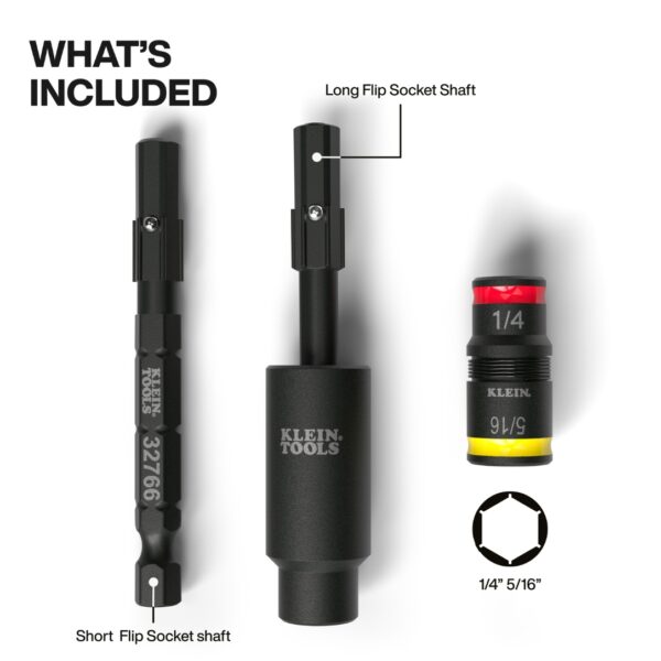 Klein 32982 Impact Flip Socket With Swivel Adapter 3-Piece