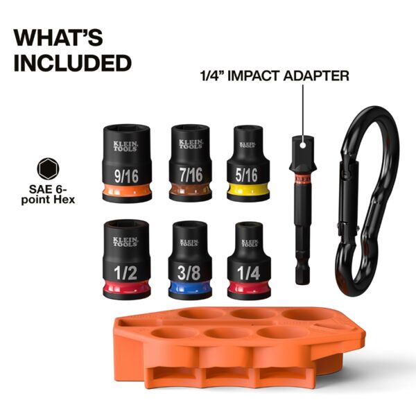 Klein 33808 Grab-And-Go SAE Impact Socket Set 7-Piece