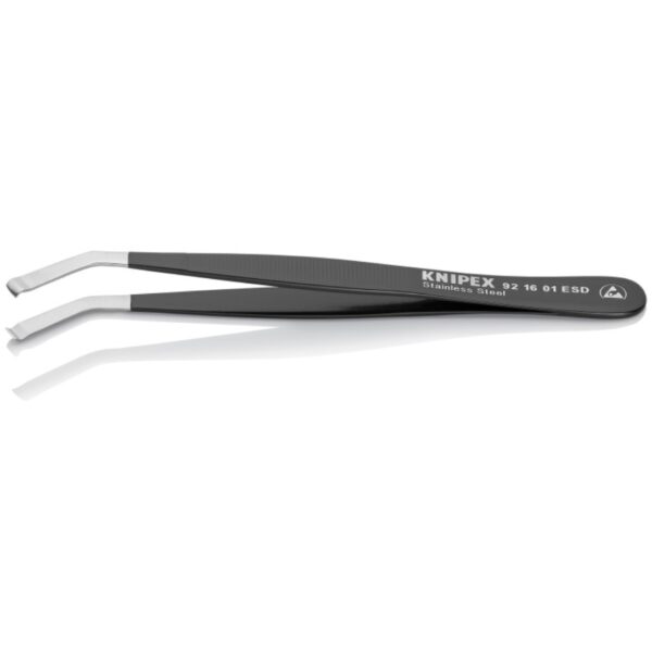Knipex 921601ESD 4-34 Stainless Steel Positioning Tweezers - 35°Angled - ESD (1) Knipex 921601ESD 4-3/4" Stainless Steel Positioning Tweezers - 35°Angled - ESD