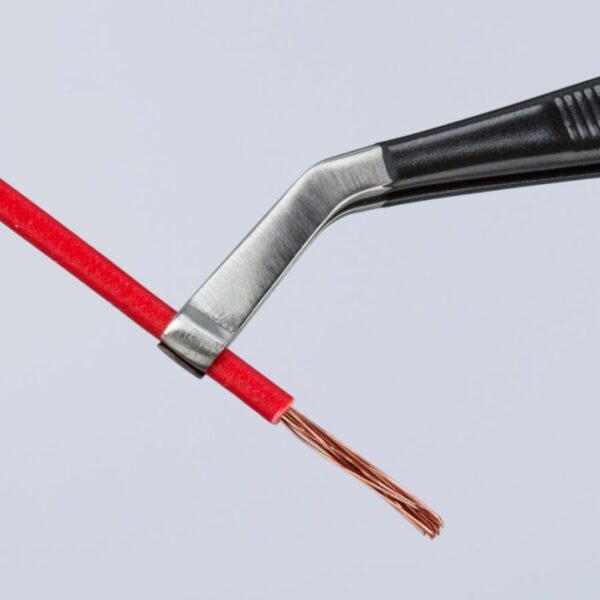 Knipex 921601ESD 4-34 Stainless Steel Positioning Tweezers - 35°Angled - ESD (5) Knipex 921601ESD 4-3/4" Stainless Steel Positioning Tweezers - 35°Angled - ESD