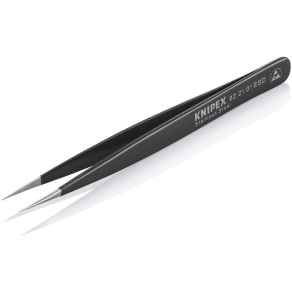 Knipex 922101ESD 5 Stainless Steel Gripping Tweezers - Needle-Point Tips - ESD (1) Knipex 922101ESD 5" Stainless Steel Gripping Tweezers - Needle-Point Tips - ESD