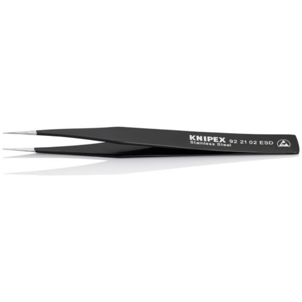 Knipex 922102ESD 5 Stainless Steel Gripping Tweezers - Pointed Tips - ESD (1) Knipex 922102ESD 5" Stainless Steel Gripping Tweezers - Pointed Tips - ESD