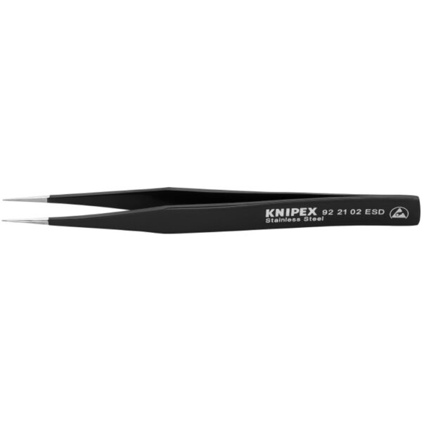 Knipex 922102ESD 5 Stainless Steel Gripping Tweezers - Pointed Tips - ESD Knipex 922102ESD 5" Stainless Steel Gripping Tweezers - Pointed Tips - ESD