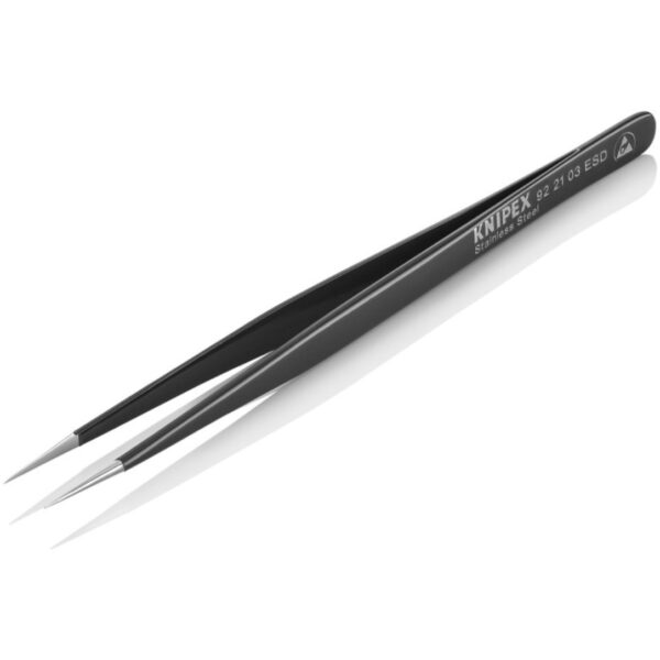 Knipex 922103ESD 5-12 Stainless Steel Gripping Tweezers - Needle-Point - ESD (2) Knipex 922103ESD 5-1/2" Stainless Steel Gripping Tweezers - Needle-Point - ESD