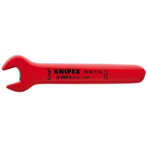 Knipex 98007/16 7/16" x 4-3/4" 1000V Insulated Open End Wrench