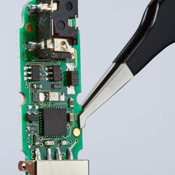 Knipex 980878ESD 4-3/4" Stainless Steel Positioning Tweezers - 90° Angled - ESD