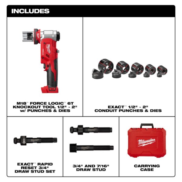 Milwaukee 2677-02 M18 FORCE LOGIC 6 Ton Knockout Tool 1/2" to 2" - Tool Only