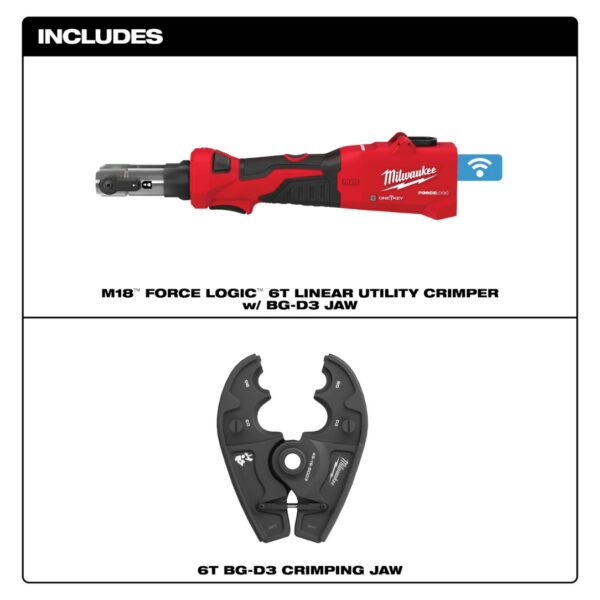 Milwaukee 2978-20BG M18 FORCE LOGIC Linear Utility Crimper with BG Jaw - Tool Only