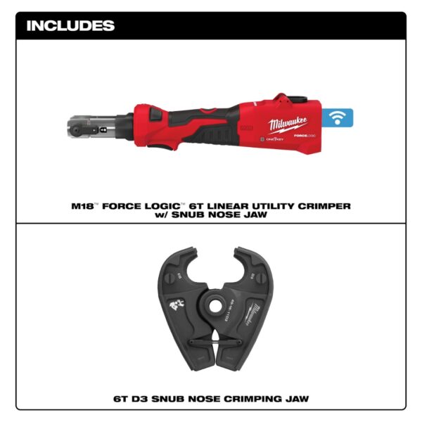 Milwaukee 2978-20D3 M18 FORCE LOGIC Linear Utility Crimper with D3 Jaw - Tool Only