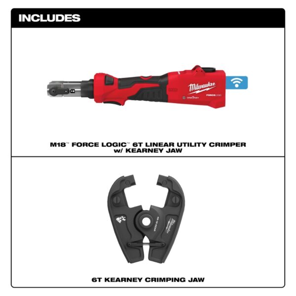 Milwaukee 2978-20K M18 FORCE LOGIC Linear Utility Crimper with Kearney Jaw - Tool Only