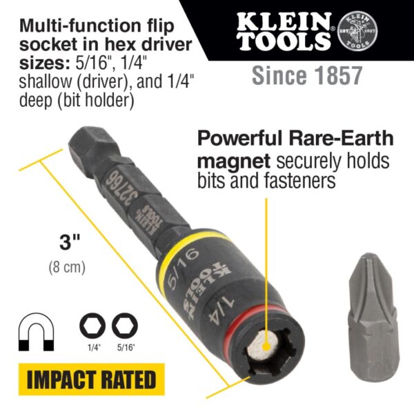 Klein 32308F 10-in-1 Impact-Rated Stubby Driver Set with Flip Socket