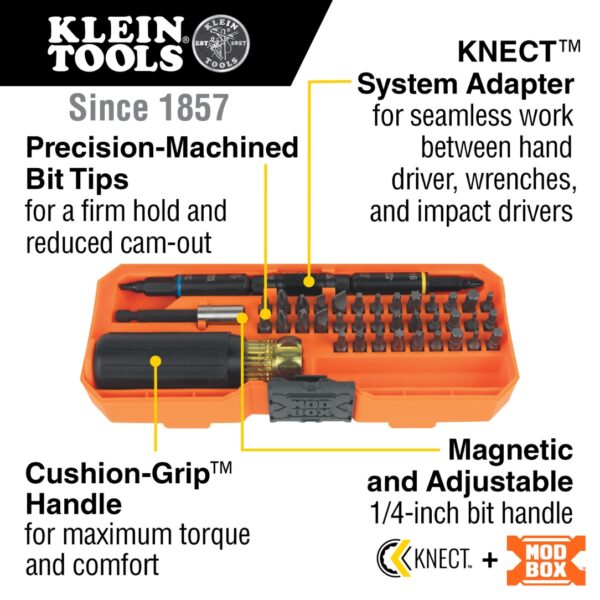 Klein 32501HD KNECT Impact-Rated Multi-Bit Screwdriver/Nut Driver Set 46-Piece
