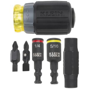 Klein 32561HDRT KNECT 7-in-1 Ratcheting Impact-Rated Stubby Screwdriver / Nut Driver