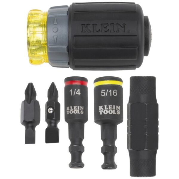 Klein 32561HDRT KNECT 7-in-1 Ratcheting Impact-Rated Stubby Screwdriver / Nut Driver