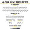 Klein 33801 PROFLEX Impact Driver Bit Set 40-Piece
