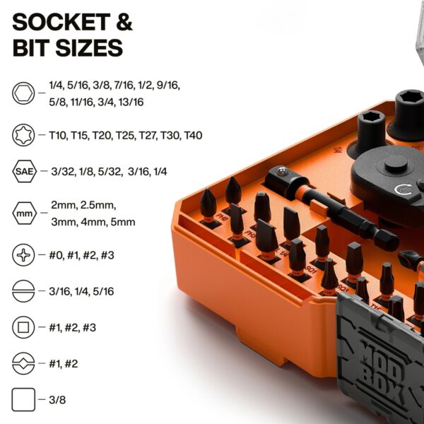 Klein 33806 PROFLEX SAE Impact Driver Bit and Socket Set 43-Piece