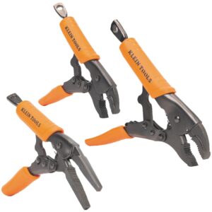 Klein 38665 6" Long Nose, 7" and 10" Curved Jaw Locking Pliers 3-Piece