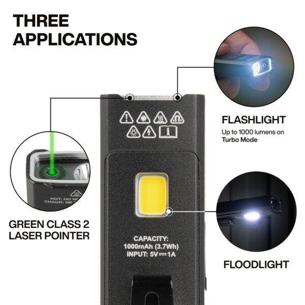 Klein 56074 Rechargeable Slim-Profile LED Pocket Flashlight with Laser