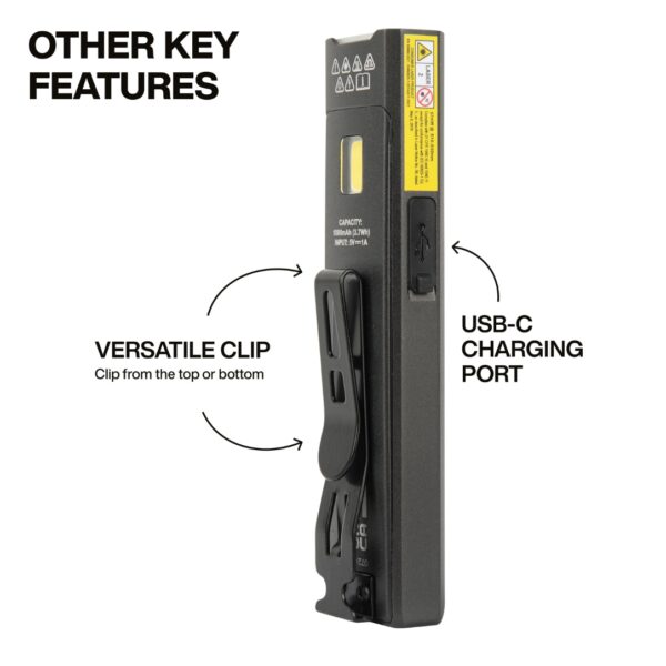 Klein 56074 Rechargeable Slim-Profile LED Pocket Flashlight with Laser