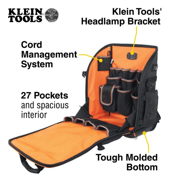 Klein 62482 TRADESMAN PRO 27-Pocket Tool Station Backpack Tool Bag (1) Klein 62482 TRADESMAN PRO 27-Pocket Tool Station Backpack Tool Bag