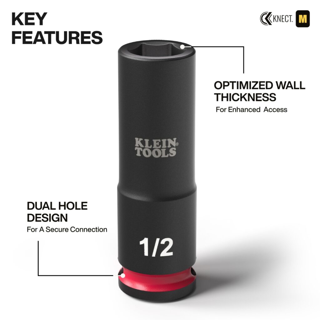 Klein Socket Set Deep Klein 65121IMPCT KNECT 3/8