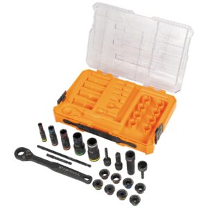 Klein 65240 KNECT Impact Pass-Through and Deep-Well Flip Socket Set 20-Piece