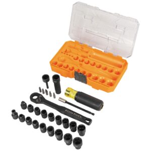Klein 65400KNECT KNECT Essential Pass-Through SAE and Metric Impact Socket Set 28-Piece